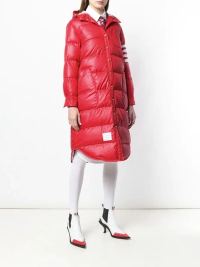 Shop Thom Browne Four-stripes Padded Overcoat In 600 Red