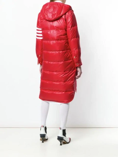Shop Thom Browne Four-stripes Padded Overcoat In 600 Red