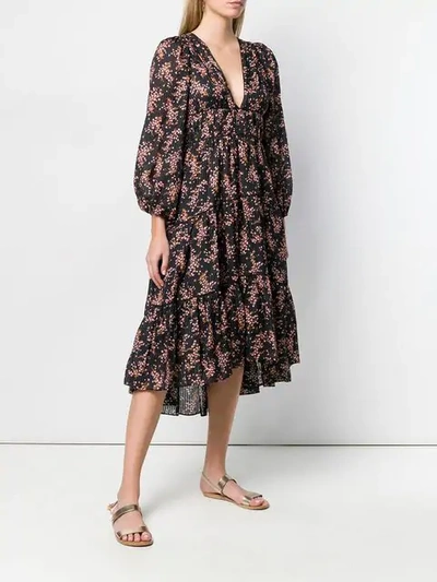 Shop Ulla Johnson Floral Print Midi Dress In Black