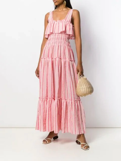 Shop Three Graces Striped Maxi Dress In Red/rosa