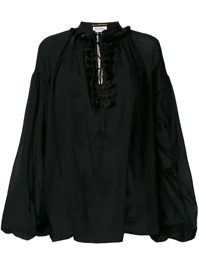 Shop Saint Laurent Sheer Loose Blouse In Black