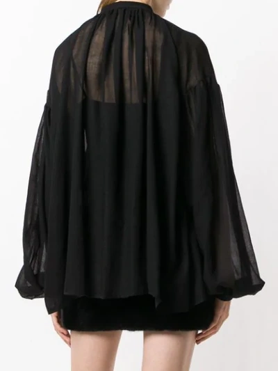 Shop Saint Laurent Sheer Loose Blouse In Black