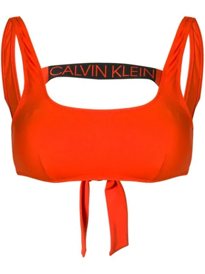 Shop Calvin Klein Logo Tape Bikini Top - Orange
