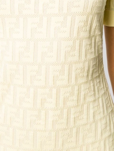 Shop Fendi Monogram Knitted Dress In Yellow