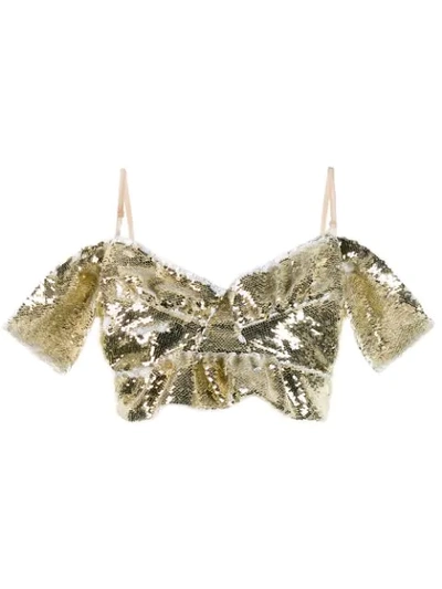 Shop Simone Rocha Sequinned Bustier Top In Gold