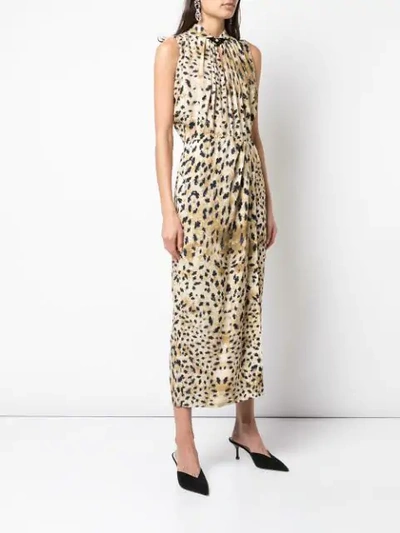 Shop Prada Leopard Print Dress In Brown