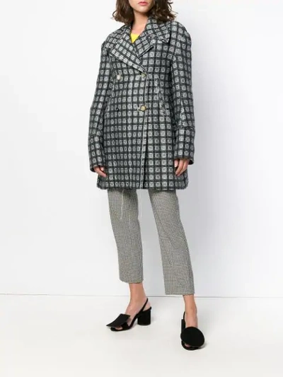 Shop Marni Double Breasted Jacquard Coat - Green