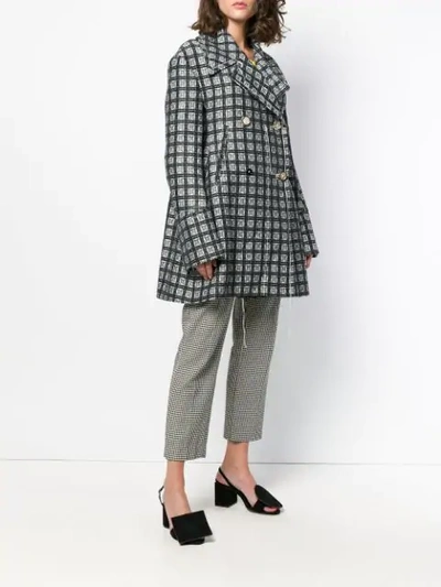 Shop Marni Double Breasted Jacquard Coat - Green