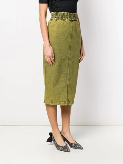 Shop N°21 Denim Pencil Skirt In Yellow