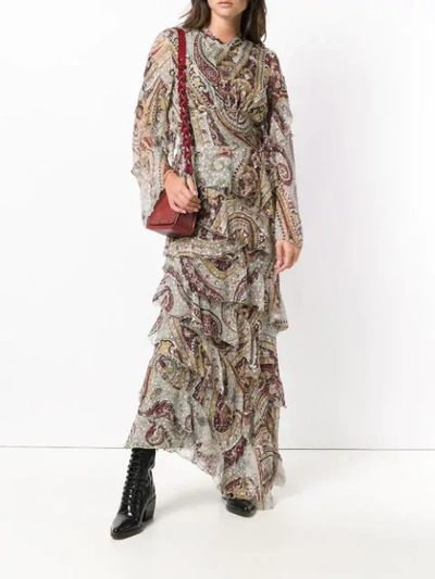 Shop Etro Macro Paisley Printed Dress In Grey