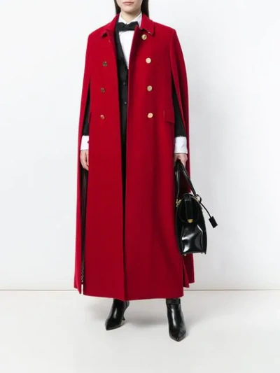 Shop Thom Browne High-button Pintuck Double-breasted Cape In Pilot Cloth Melton In Red