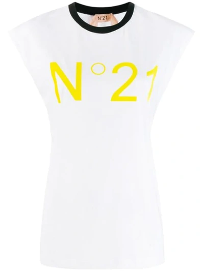 Shop N°21 Contrast Logo T-shirt In White