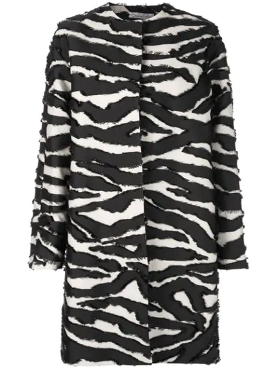 Shop Oscar De La Renta Zebra-print Coat In Black ,white