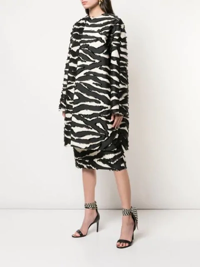 Shop Oscar De La Renta Zebra-print Coat In Black ,white