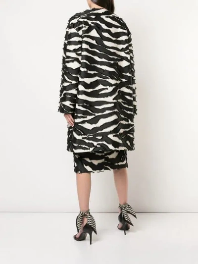 Shop Oscar De La Renta Zebra-print Coat In Black ,white