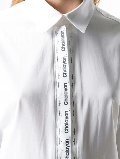 Shop Chalayan Logo Tape Shirt Dress In White