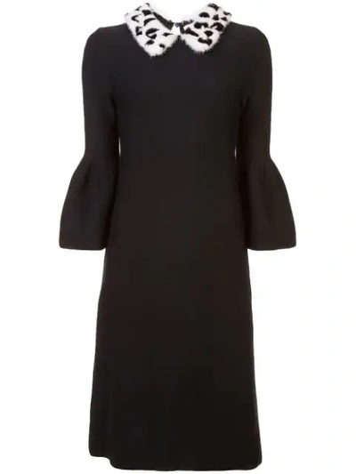 Shop Carolina Herrera Fur Collar Dress - Black