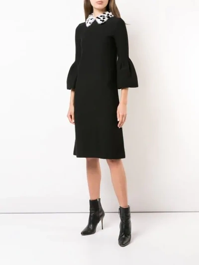 Shop Carolina Herrera Fur Collar Dress - Black