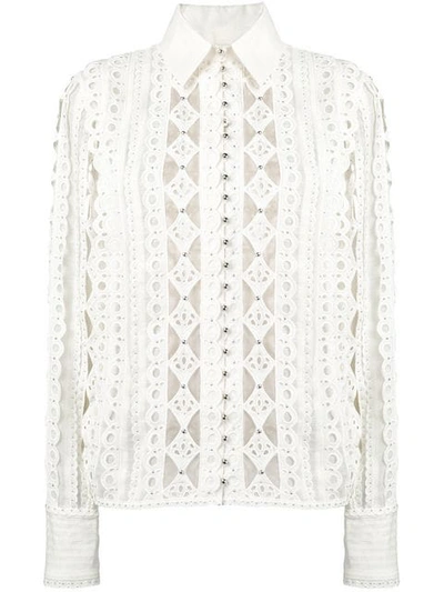 Shop Zimmermann Embroidered Shirt In Ivory