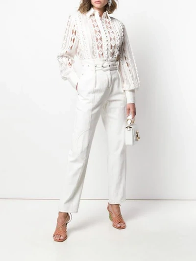 Shop Zimmermann Embroidered Shirt In Ivory
