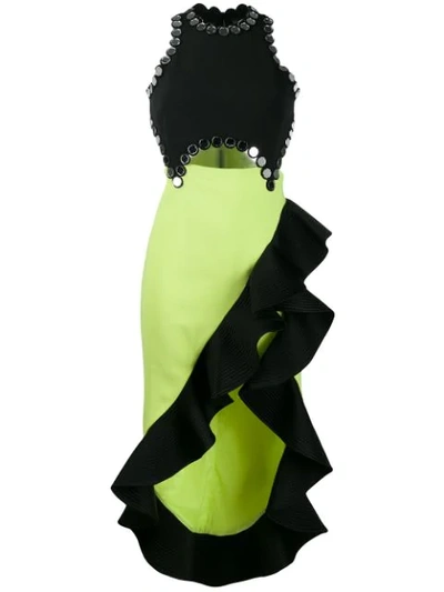 Shop David Koma Asymmetric Ruffle Dress In Black