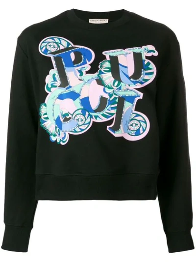 Shop Emilio Pucci Signature Logo Print Sweatshirt In 999 Black