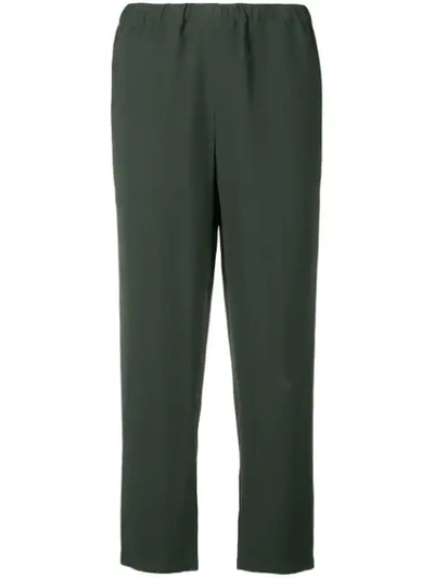 Shop Marni Cropped Straight Leg Trousers - Green