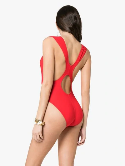 Shop Araks Red Jireh Scoop Neck Cutout Swimsuit