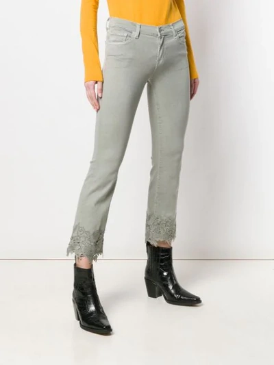 Shop J Brand Embroidered Cropped Jeans In Green