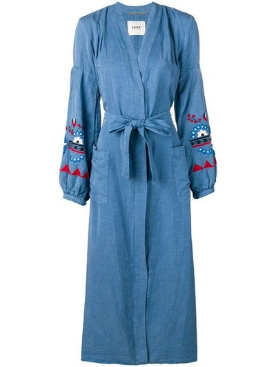 Shop Bazar Deluxe Belted Denim Shirt Dress In Blue