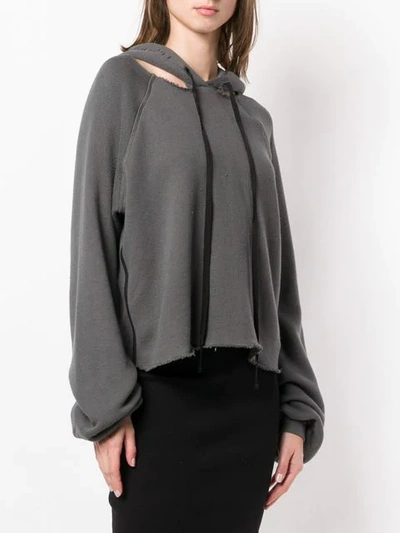 Shop Ben Taverniti Unravel Project Cropped Destroyed Hoodie In 0800 Medium Grey No Color