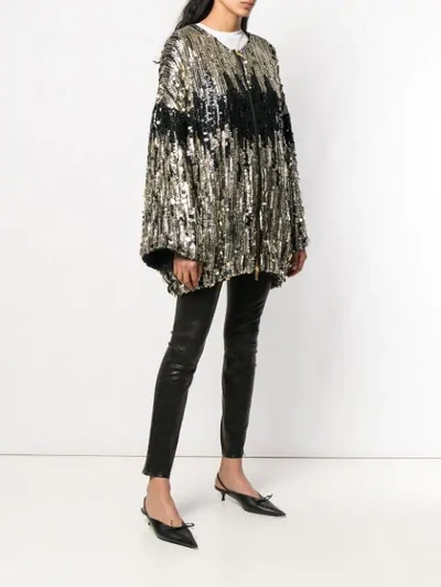 Alberta Ferretti Embellished Coat - Black In Black