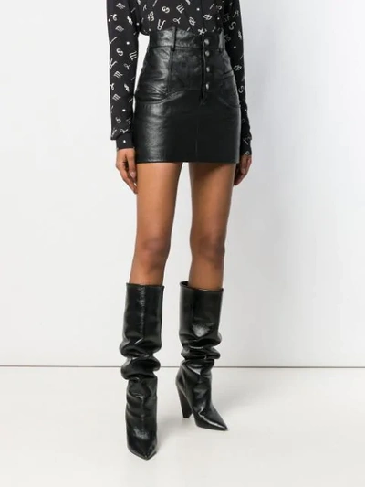 Shop Saint Laurent High-waisted Mini Skirt In 1010 -noir/noir
