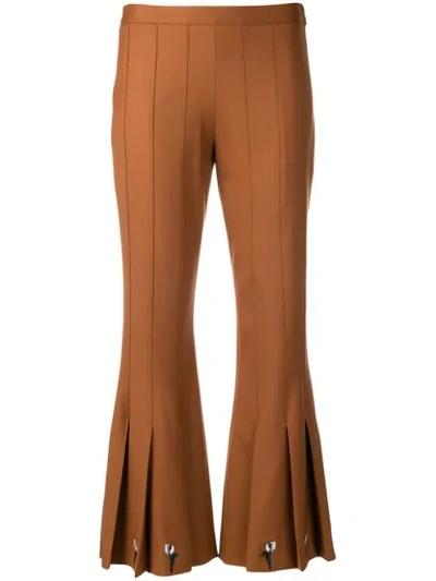 Shop Marco De Vincenzo Pleated Hem Bootcut Trousers In Brown