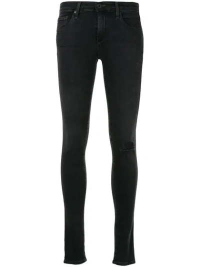 Shop Ag Distressed Skinny-fit Jeans In Black