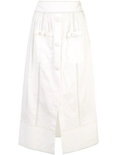 Shop Rosie Assoulin Front Slit Skirt In White