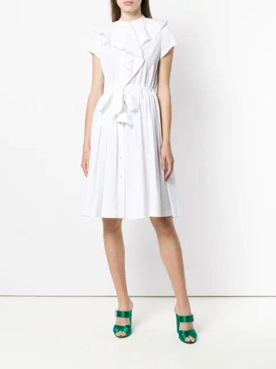 Shop Lanvin Ruffle Trim Shirt Dress In White