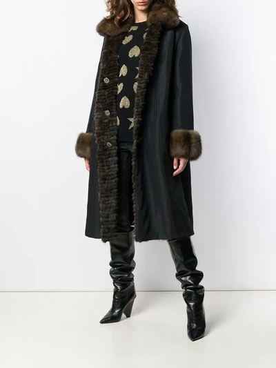 Shop Liska Fur-trim Hooded Parka Coat In Brown