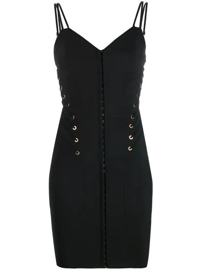 Shop Murmur Lace-up Detail Fitted Dress In Black