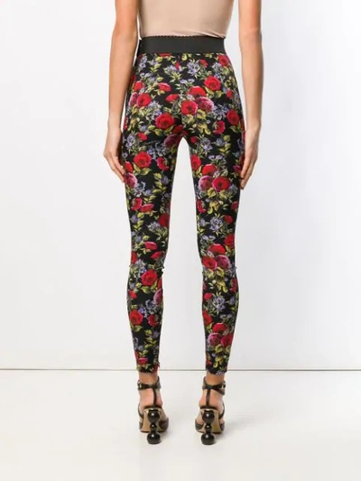 Shop Dolce & Gabbana Floral Print Leggings In Black