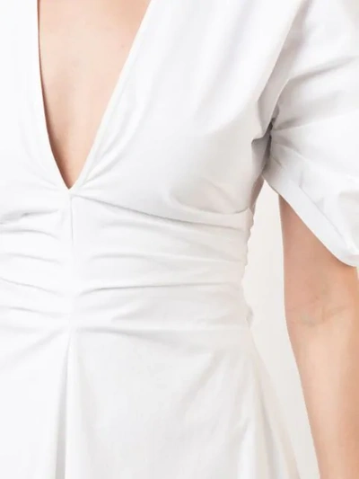 Shop Proenza Schouler L/s Vneck Tie Dress-light Weight Cotton In White