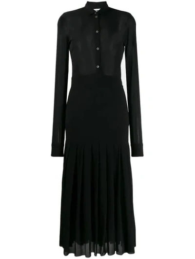 Shop Jil Sander Fine Knit Midi Dress In 001 Black