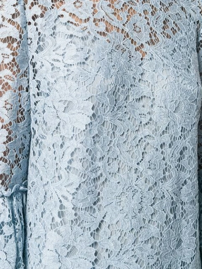Shop Valentino Floral Lace Ruffle Dress - Blue