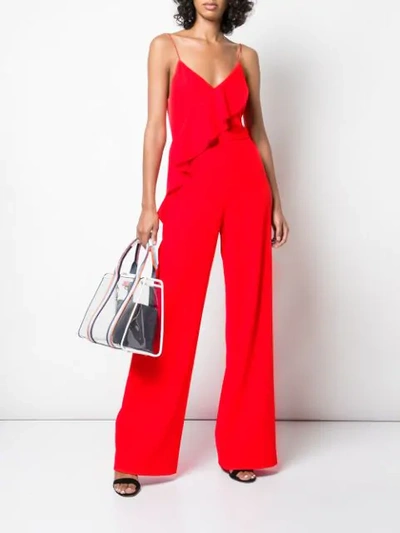 Shop Alice And Olivia Keeva Ruffled Jumpsuit In Red