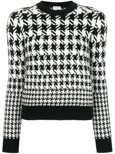 Shop Saint Laurent Houndstooth Sweater In Black