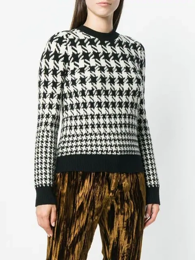 Shop Saint Laurent Houndstooth Sweater In Black