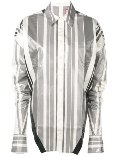 Shop Diesel Red Tag Striped Metallic Shirt In White