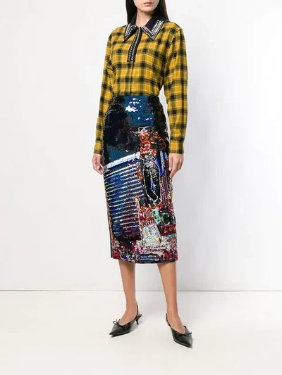 Shop N°21 Cowboy Sequin Pencil Skirt In Black