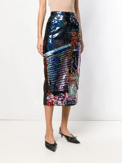 Nº21 COWBOY SEQUIN PENCIL SKIRT - 黑色