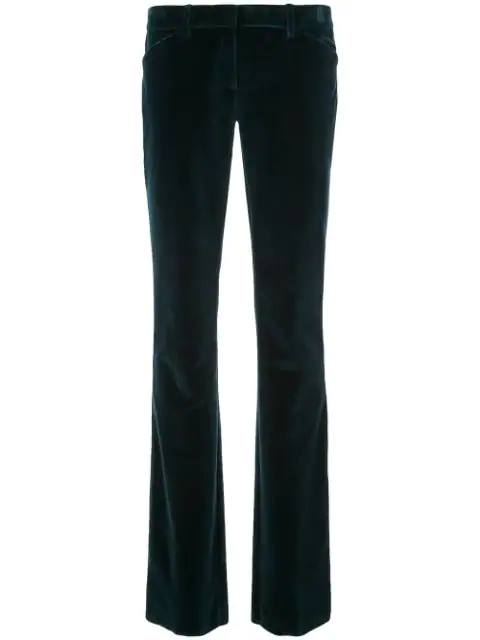 blue bootleg trousers